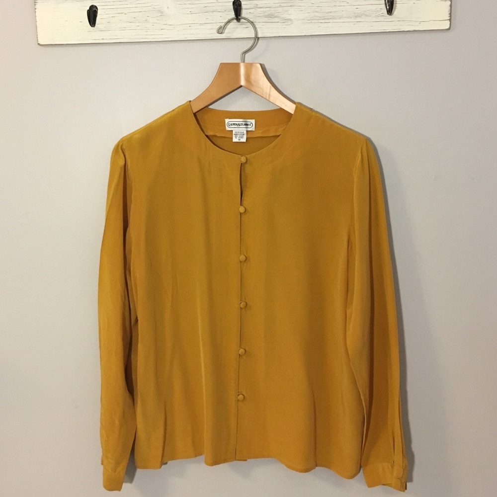 Vintage mustard yellow silk button down